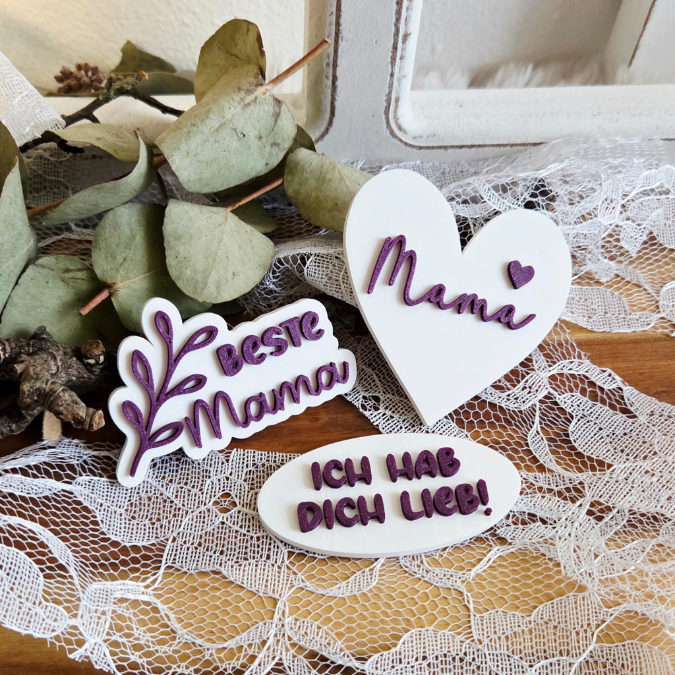STL 3D Druck Datei 6 Designs Magnet Mama Muttertag für 2 Magnete zum einkleben bis 8mm Durchmesser3D-Druck Datei Kühlschrankmagnet Geschenk – Bild 11