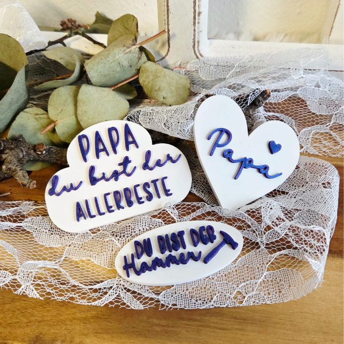STL 3D Druck Datei 6 Designs Magnet Papa Vatertag für 2 Magnete zum einkleben bis 8mm Durchmesser3D-Druck Datei Kühlschrankmagnet Geschenk – Bild 8