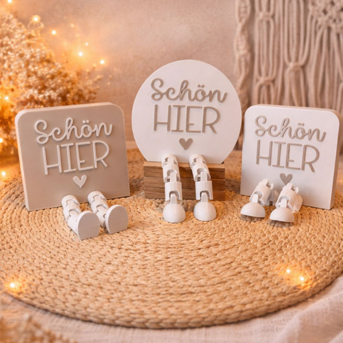 3MF für Bambu 3D Druck Datei 2 Designs Wackelbeine Statement Schön hier mit Beinen Deko 3D-Druck 3MF kawaii cute boho flexi friend