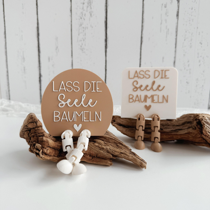 3MF für Bambu 3D Druck Datei 2 Designs Wackelbeine Statement Lass die Seele baumeln mit Beinen Deko 3D-Druck 3MF kawaii cute boho flexi