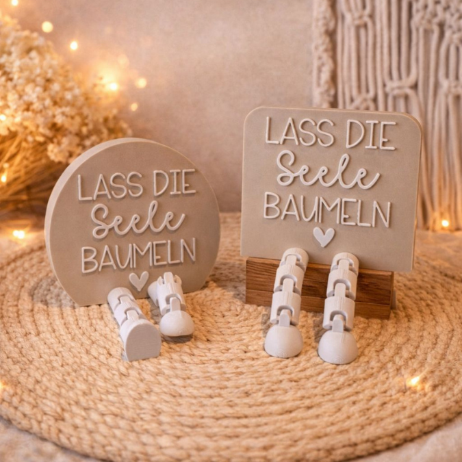 3MF für Bambu 3D Druck Datei 2 Designs Wackelbeine Statement Lass die Seele baumeln mit Beinen Deko 3D-Druck 3MF kawaii cute boho flexi – Bild 8