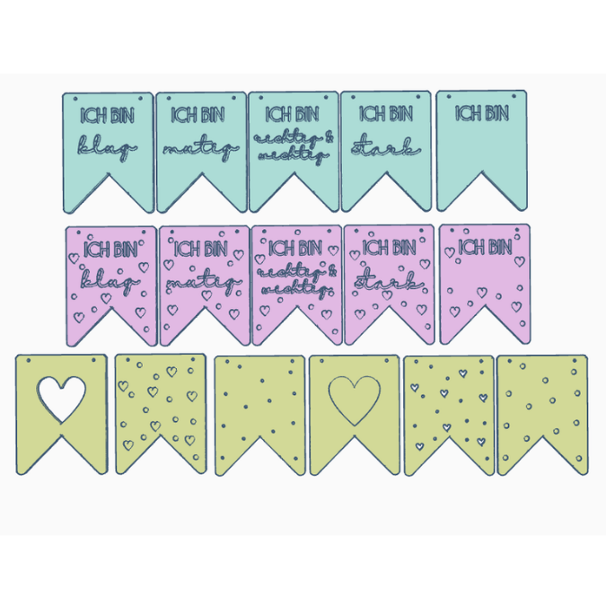 STL 3D Druck Datei 16 Designs Wimpel Affirmationen Kinderzimmerdeko Geburtstagsdeko 3D-Druck Datei Personalisierbar Ich bin mutig... – Bild 4