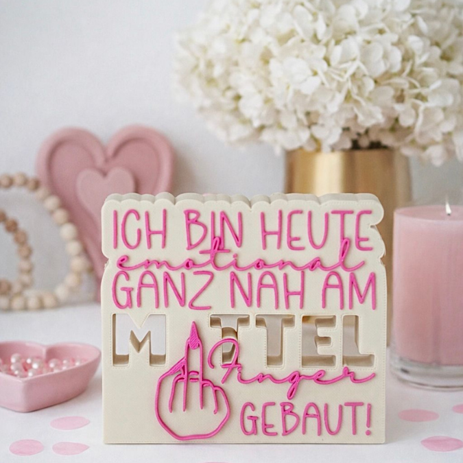 STL 3D Druck Datei Schriftzug Statement Emotional nah am Mittelfinger Mittelfingermodus Aufsteller 3D-Druck Datei – Bild 3