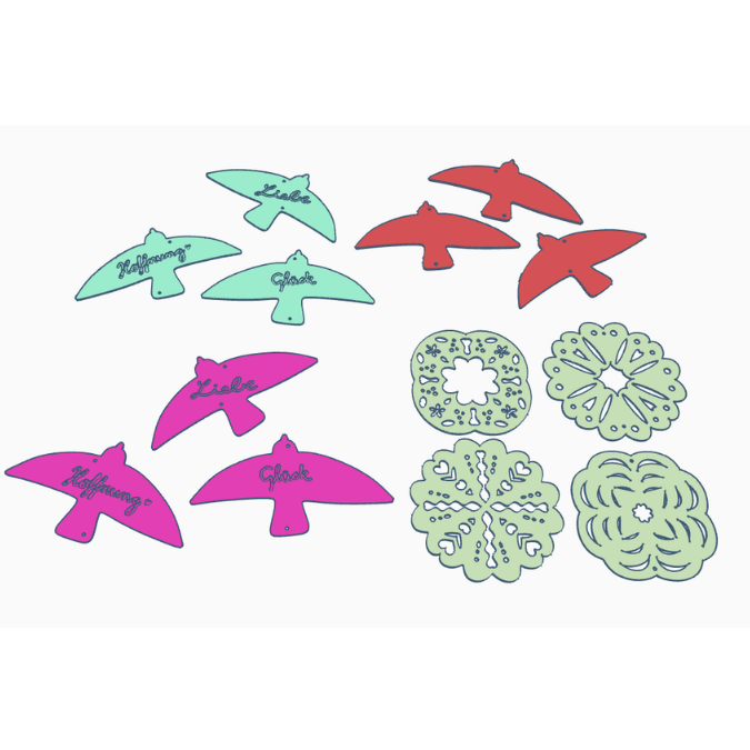 STL 3D Druck Datei Girlande Schwalbe Sonnenfänger Deko Wimpel Blumen und schwalben Liebe Hoffnung 3D Druck Datei Taufe Geburtstag – Bild 2