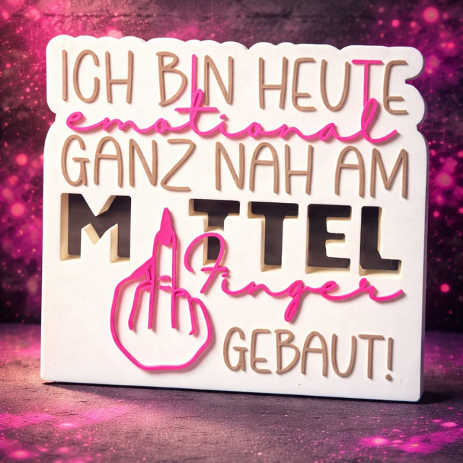 STL 3D Druck Datei Schriftzug Statement Emotional nah am Mittelfinger Mittelfingermodus Aufsteller 3D-Druck Datei – Bild 6