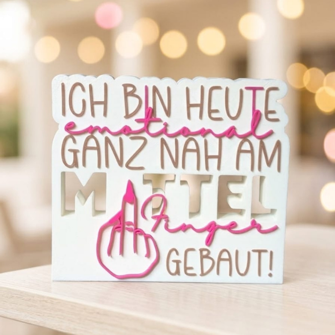 STL 3D Druck Datei Schriftzug Statement Emotional nah am Mittelfinger Mittelfingermodus Aufsteller 3D-Druck Datei – Bild 7