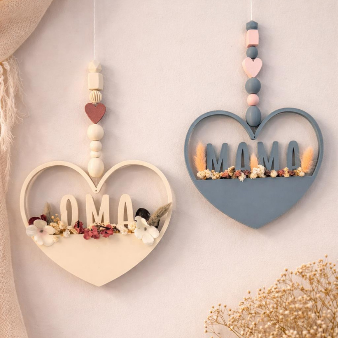 STL 3D Druck Datei 4 Designs Herz für Blumen Mama Oma herzkranz 3D-Datei Muttertag Beste Mama Beste Oma personalisierbar