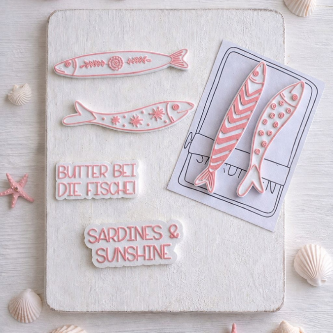 STL 3D Druck Datei 6 Designs Magnete XL Sardienen Fische Magnet für Magneten mit 8mm Durchmesser 3D-Druck Datei Kühlschrankmagnet Boho Skandi