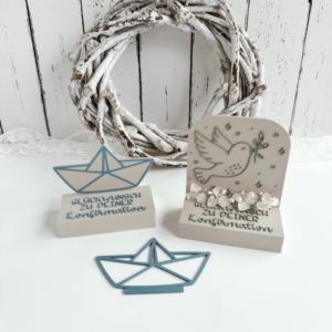 STL 3D Druck Datei Aufsteller Papierboot Taube Kirche Jugendweihe Aufsteller für Blumen, Konfirmation Kommunion Firmung 3D-Druck Datei