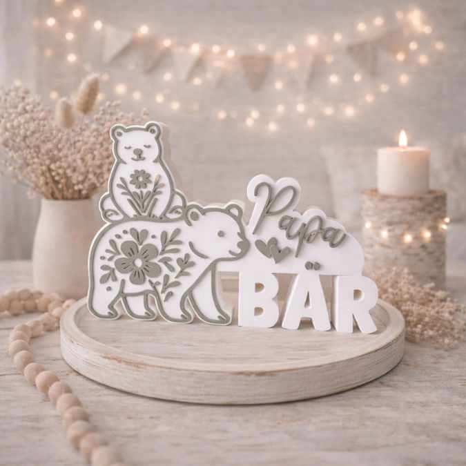 STL 3D Druck Datei Aufsteller Bärenpapa Papa Bär Vatertag Männergeschenk 3D-Druck Datei