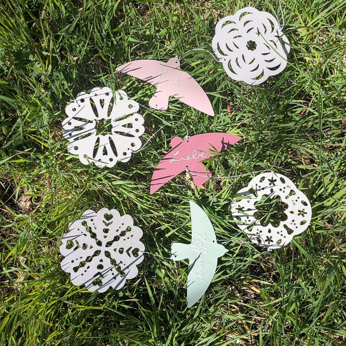 STL 3D Druck Datei Girlande Schwalbe Sonnenfänger Deko Wimpel Blumen und schwalben Liebe Hoffnung 3D Druck Datei Taufe Geburtstag – Bild 4