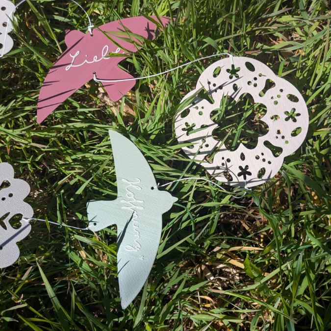 STL 3D Druck Datei Girlande Schwalbe Sonnenfänger Deko Wimpel Blumen und schwalben Liebe Hoffnung 3D Druck Datei Taufe Geburtstag – Bild 7