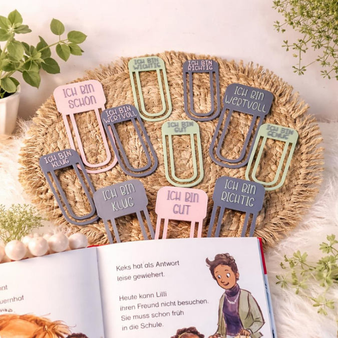STL 3D Druck Datei Affirmationen Lesezeichen 8er Set Geschenkidee für Kinder in 2 Größen Schulkind Einschulung 3D-Druck Datei – Bild 3