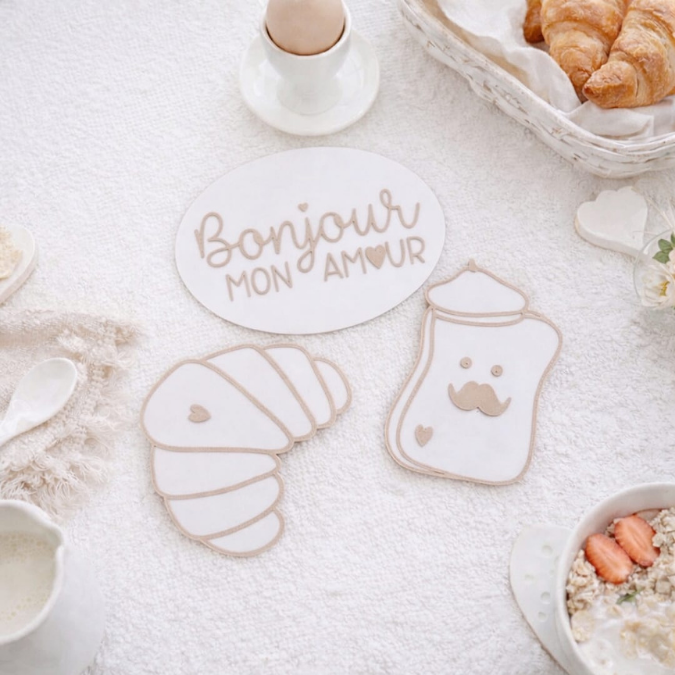 STL 3D-Druck Datei 6er Set Untersetzer Dekobretter Croissant Frenchtoast Frühstück Frankreich Kaffee Dekoteller Tee 3D Geschenkidee 3D-Datei – Bild 5