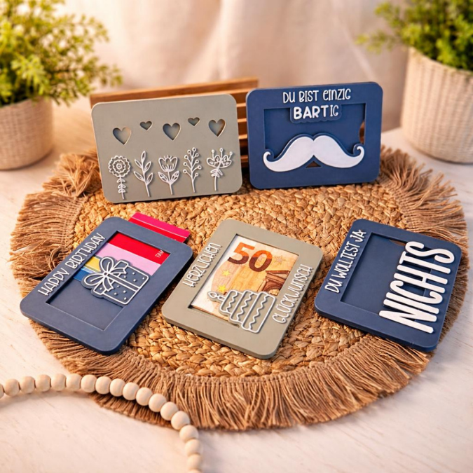 STL 3D Druck Datei 8 designs Gutscheinkarten Verpackung Wunschgutschein zum kleben Männergeschenk Geburtstag Kleinigkeit Gutschein Karten – Bild 4