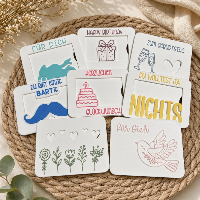 STL 3D Druck Datei 8 designs Gutscheinkarten Verpackung Wunschgutschein zum kleben Männergeschenk Geburtstag Kleinigkeit Gutschein Karten – Bild 5