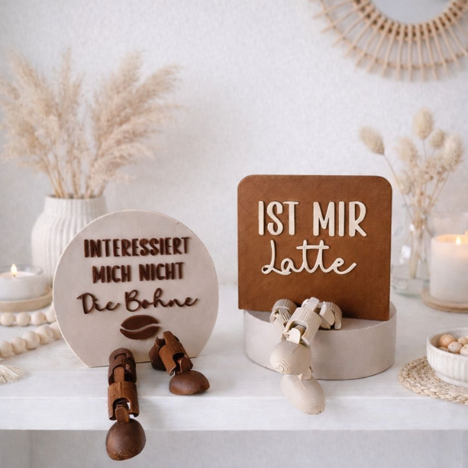 3MF für Bambu 3D Druck Datei 2 Designs Wackelbeine Statement Ist mir Latte Kaffee Bohne mit Beinen Deko 3D-Druck 3MF kawaii cute boho flexi – Bild 5