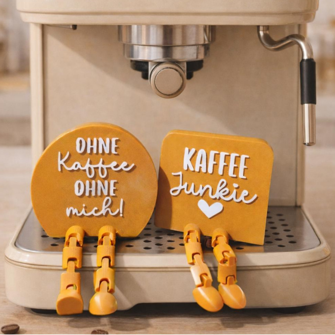 3MF für Bambu 3D Druck Datei 2 Designs Wackelbeine Statement Ist mir Latte Kaffee Bohne mit Beinen Deko 3D-Druck 3MF kawaii cute boho flexi – Bild 4