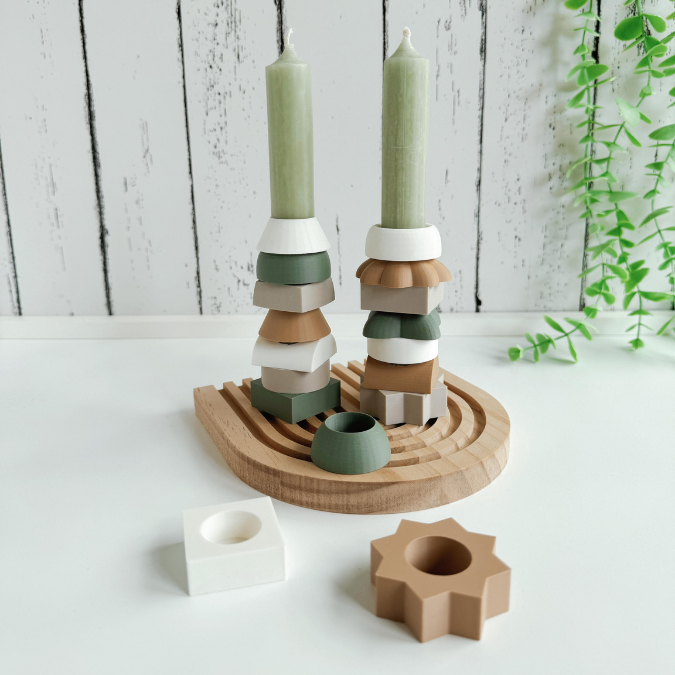 1 STL 3D Druck Datei 12er Stapelformen Geometrische Formen zum stapeln für Kerzen reagenzgläser 22,5mm & 35mm Öffnungen und 3D-Datei 3D-Druck – Bild 5