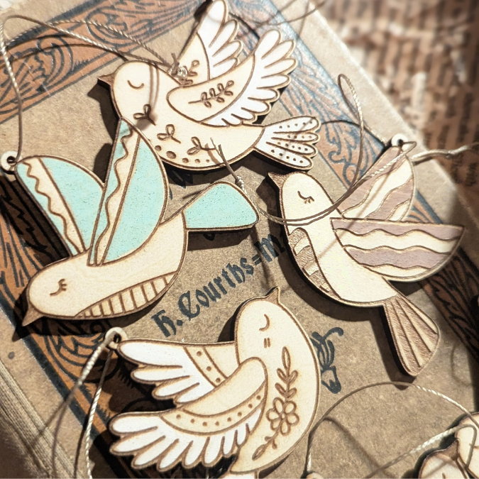 SVG Laserdatei Vögel Vogel Vögelchen Sonnenfänger Frühling Sommer Anhänger Geschenkanhänger viele designs mit 1 & 2 Löchern SVG-Datei – Bild 7