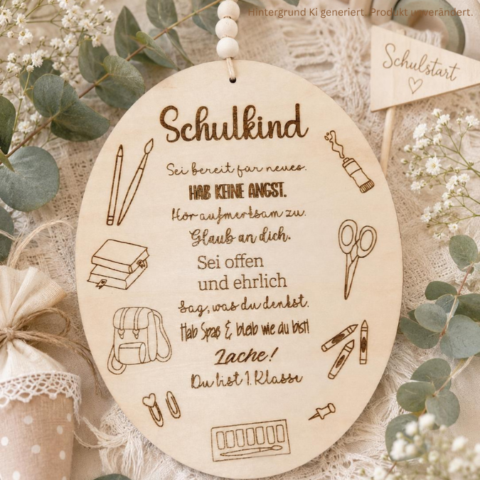 SVG Laserdatei 2er Set Holzscheibe Geschenkscheibe Schulkind Einschulung Geschenkidee Schulkind personalisierbar SVG Datei – Bild 3