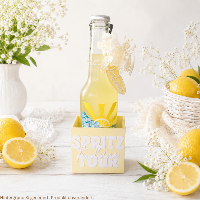 STL 3D Druck Datei 2er Set Halter für kleine Flaschen oder Geschenke Spritz Tour & Cheers Orange Aperoli Sommer Cocktail 3D-Druck Datei