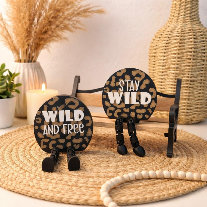 3MF für Bambu 3D Druck Datei 2 Designs Wackelbeine Statement Stay Wild and free Leo mit Beinen Deko 3D-Druck 3mf datei kawaii cute boho flexi friend – Bild 4