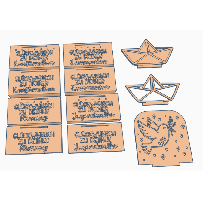 STL 3D Druck Datei Aufsteller Papierboot Taube Kirche Jugendweihe Aufsteller für Blumen, Konfirmation Kommunion Firmung 3D-Druck Datei – Bild 2