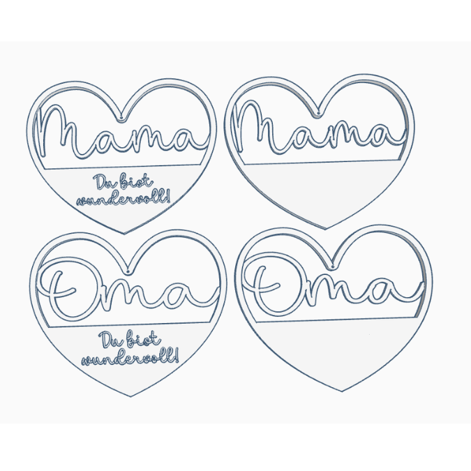 STL 3D Druck Datei 4 Designs Herz für Blumen Mama Oma herzkranz 3D-Datei Muttertag Beste Mama Beste Oma personalisierbar – Bild 3