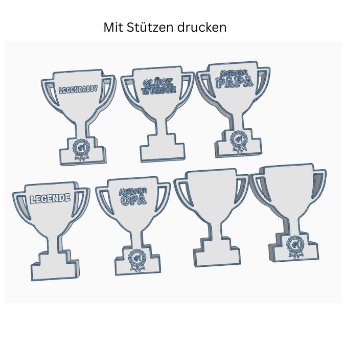 STL 3D Druck Datei 7 Designs Pokal mit Öffnung für Gutscheine, Geld, Blumen Aufsteller Vatertag Papa Opa Geschenkidee Männer 3D-Datei – Bild 2