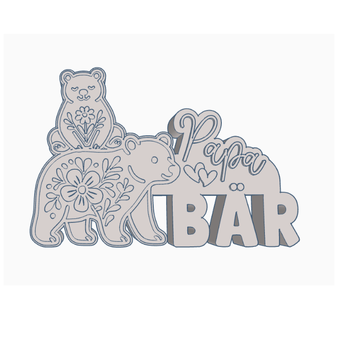 STL 3D Druck Datei Aufsteller Bärenpapa Papa Bär Vatertag Männergeschenk 3D-Druck Datei – Bild 2