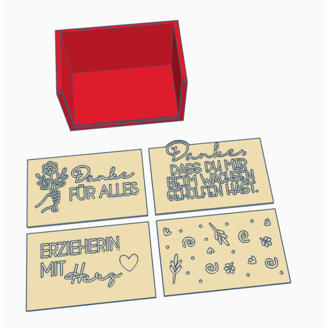 STL 3D Druck Datei Box mit Schiebefront austauschbar inkl 4 Designs Danke Erzieherin Erzieher 3D-Druck Datei Kindergartenabschied Geschenk – Bild 2