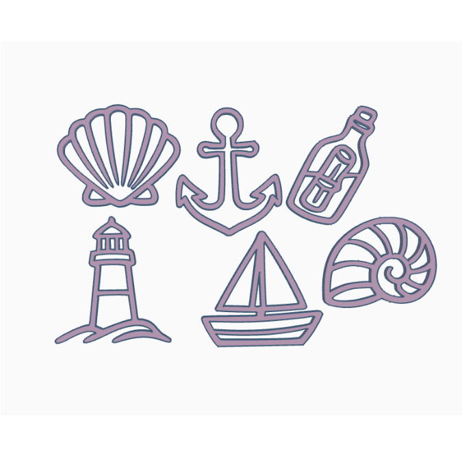 STL 3D Druck Datei 6 designs Sonnenfänger Motive Maritim Anhänger Meer Anker Leuchtturm Segelboot Muschel Flaschenpost 3D-Druck Datei – Bild 2