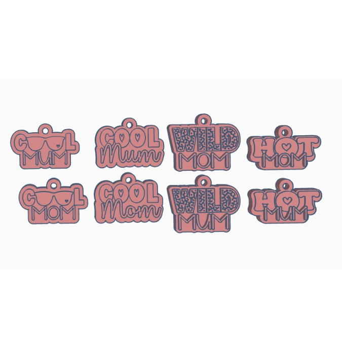 1 STL 3D Druck Datei 8 designs Schlüsselanhänger Cool Mum Mom Wild Leo Animalprint Mama Muttertag 3D-Druck Datei – Bild 2