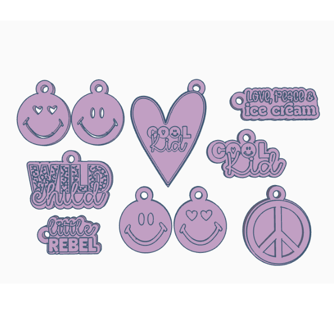 1 STL 3D Druck Datei Cool Kid Kids Schlüsselanhänger 10er Smiley Wild child leo Schulkind Einschulung litlle rebel Schulranzen 3D-Druck Datei – Bild 2