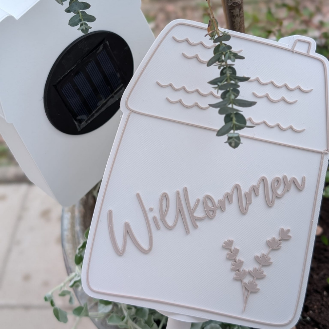STL 3D Druck Datei Solarlichter Haus 4 Designs zum personalisieren Hausnummer Willkommen 3D-Datei 3D-Druck Vorlage zum stellen oder stecken – Bild 12