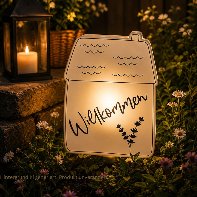STL 3D Druck Datei Solarlichter Haus 4 Designs zum personalisieren Hausnummer Willkommen 3D-Datei 3D-Druck Vorlage zum stellen oder stecken – Bild 11