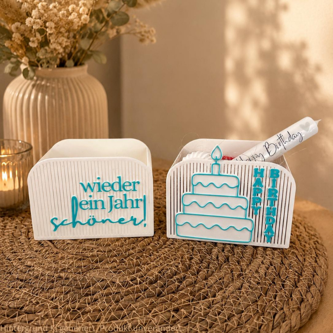 STL 3D Druck Datei Box mit Front zum kleben 4 Designs Geburtstag Kiste zum füllen Geschenkidee Geschenkverpackung Geschenkbox 3D-Druck Datei – Bild 5