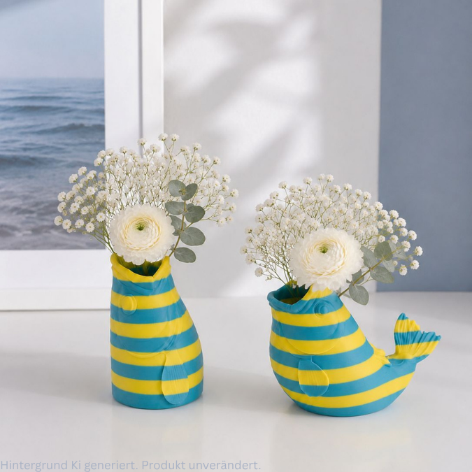 STL 3D Druck Datei 2er Set Vasen Fischvasen Karpfen Fisch Fischmaul Maritim 3d Druck Vase 3D-Druck Datei inkl gefärbter 3mf – Bild 4