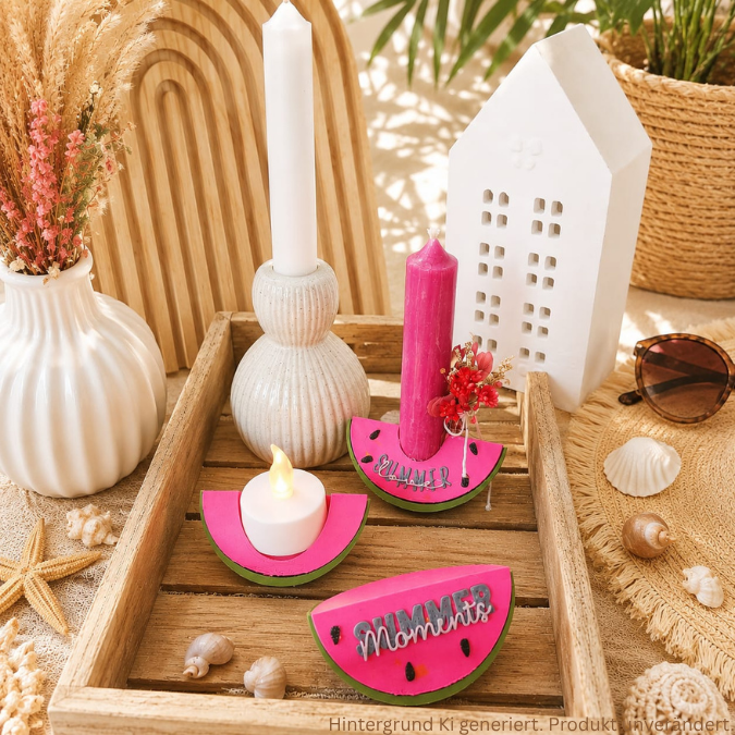 STL 3D Druck Datei Sommer Melone Wassermelone zum kleben Tischdeko Kerzenständer Teelichthalter Sommerparty Melonen – Bild 3