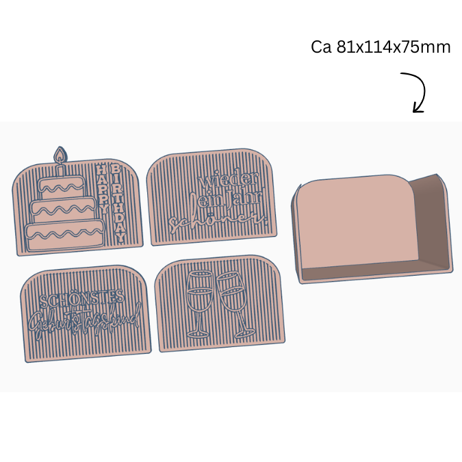 STL 3D Druck Datei Box mit Front zum kleben 4 Designs Geburtstag Kiste zum füllen Geschenkidee Geschenkverpackung Geschenkbox 3D-Druck Datei – Bild 2