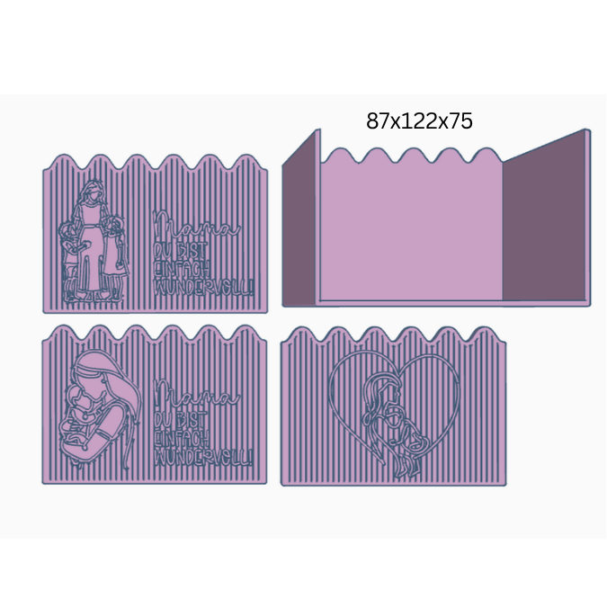 STL 3D Druck Datei 3 Designs Box Kiste Mama du bist einfach wundervoll Muttertag Geburtstag Box mit Front zum kleben 3D-Druck Datei 122x86x75 – Bild 2