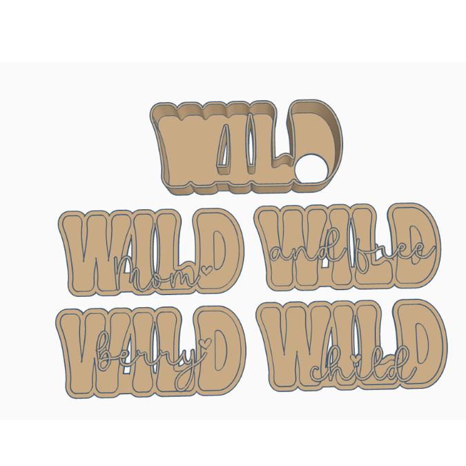 STL 3D Druck Datei Licht Box 4er Set Schriftzug Leuchtdatei WILD mom berry child Geschenkidee Lichtbox mit Deckel zum kleben 3D-Druck Datei – Bild 2