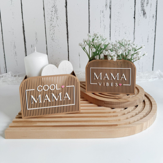 STL 3D Druck Datei 2 Designs Box Kiste cool Mama VIBES Muttertag Geburtstag Box mit Front zum kleben 3D-Druck Datei 114x80x75