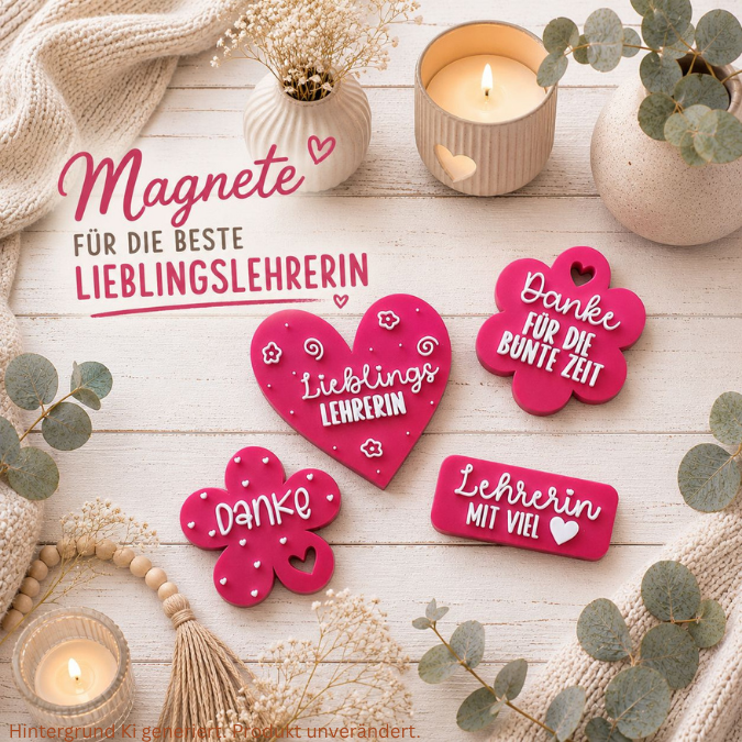 STL 3D Druck Datei 10 Designs Magnet Erzieherin Lehrerin Erzieher Lehrer für 2 Magnete zum einkleben bis 8mm Durchmesser 3D-Druck Datei KiGa – Bild 5