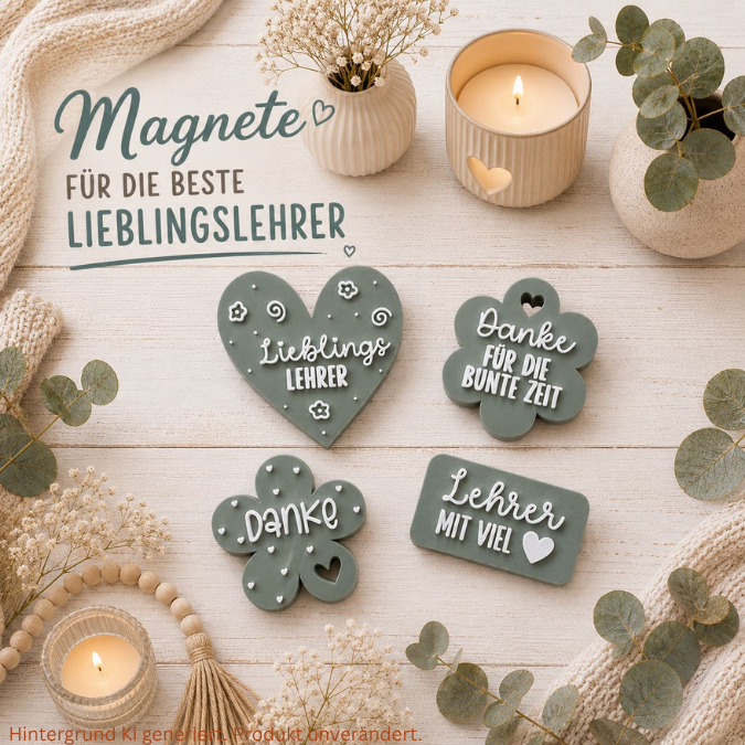 STL 3D Druck Datei 10 Designs Magnet Erzieherin Lehrerin Erzieher Lehrer für 2 Magnete zum einkleben bis 8mm Durchmesser 3D-Druck Datei KiGa – Bild 4