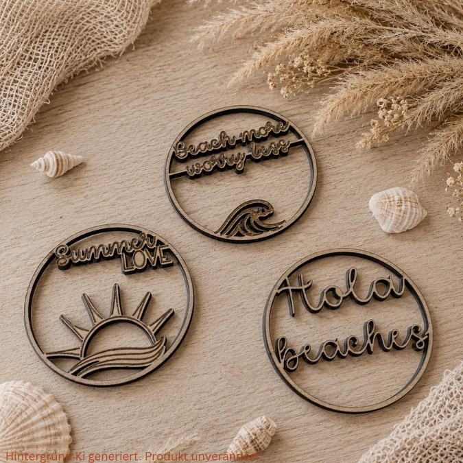SVG Laserdatei 3 Designs Kranz Kränze Anhänger Summerlove Hola beaches Beach more worry lessParty SVG Datei Strand Urlaub Maritim goodvibes – Bild 8