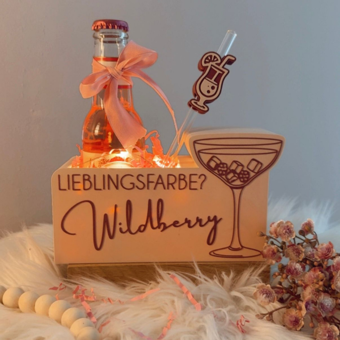 STL 3D Druck Datei Licht Box für kleine Flaschen und andere Geschenke Flaschenhalter Wildberry mit Deckel zum kleben 3D-Druck Datei Sommer