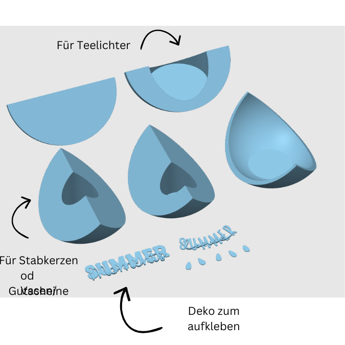 STL 3D Druck Datei Sommer Melone Wassermelone zum kleben Tischdeko Kerzenständer Teelichthalter Sommerparty Melonen – Bild 2
