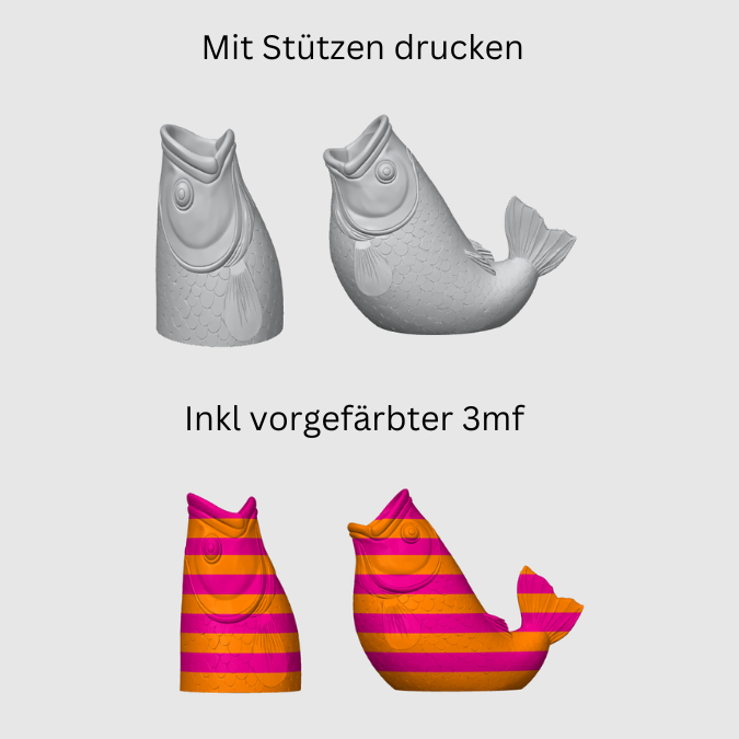 STL 3D Druck Datei 2er Set Vasen Fischvasen Karpfen Fisch Fischmaul Maritim 3d Druck Vase 3D-Druck Datei inkl gefärbter 3mf – Bild 2